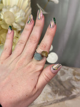 Load image into Gallery viewer, Aquamarine x Citrine Alloy Adjustable Ring
