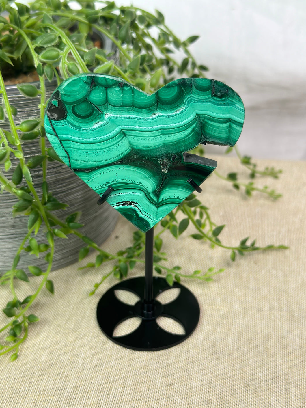 Malachite Heart On Stand #90