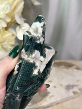 Load image into Gallery viewer, XXL Moss Agate Crocodile Carving
