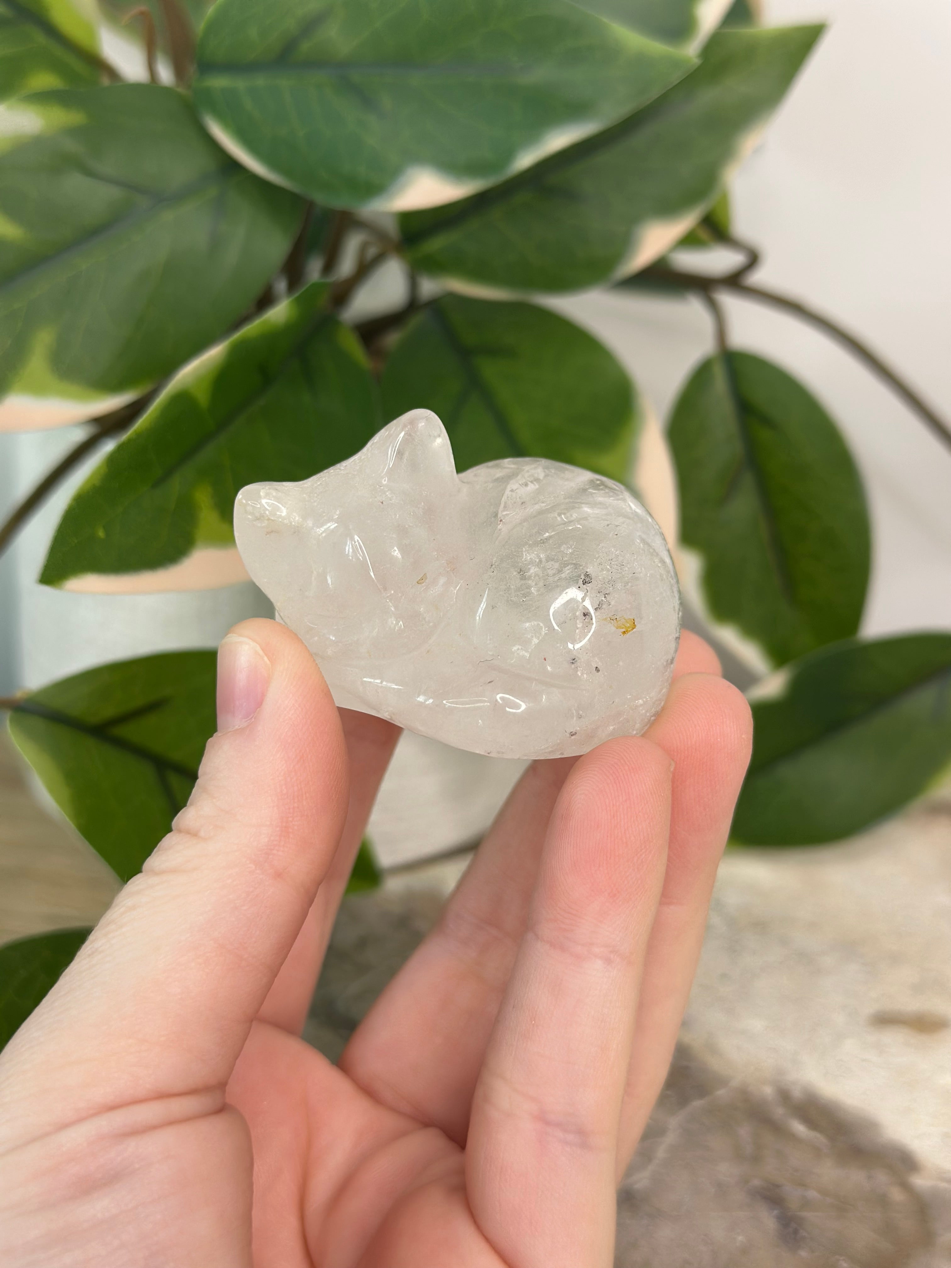 Clear Quartz Sleeping Kitty