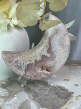 Load image into Gallery viewer, Pink Amethyst Moon On Stand #88
