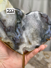 Load image into Gallery viewer, XXL Moss Agate Heart On Stand #222
