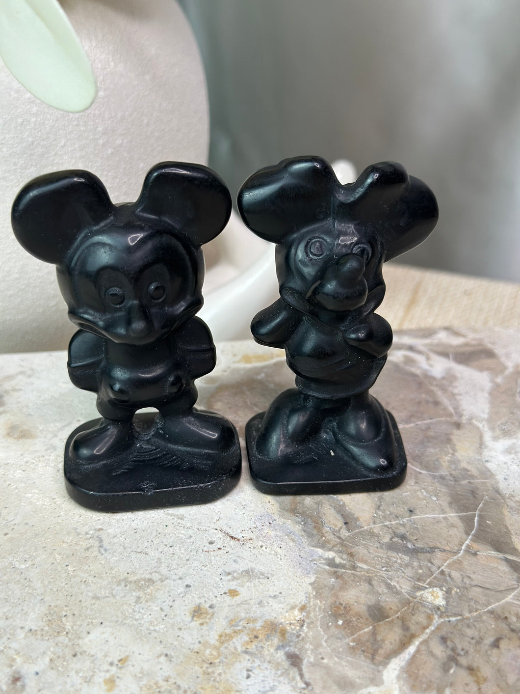 Black Obsidian Mickey + Minnie Pair