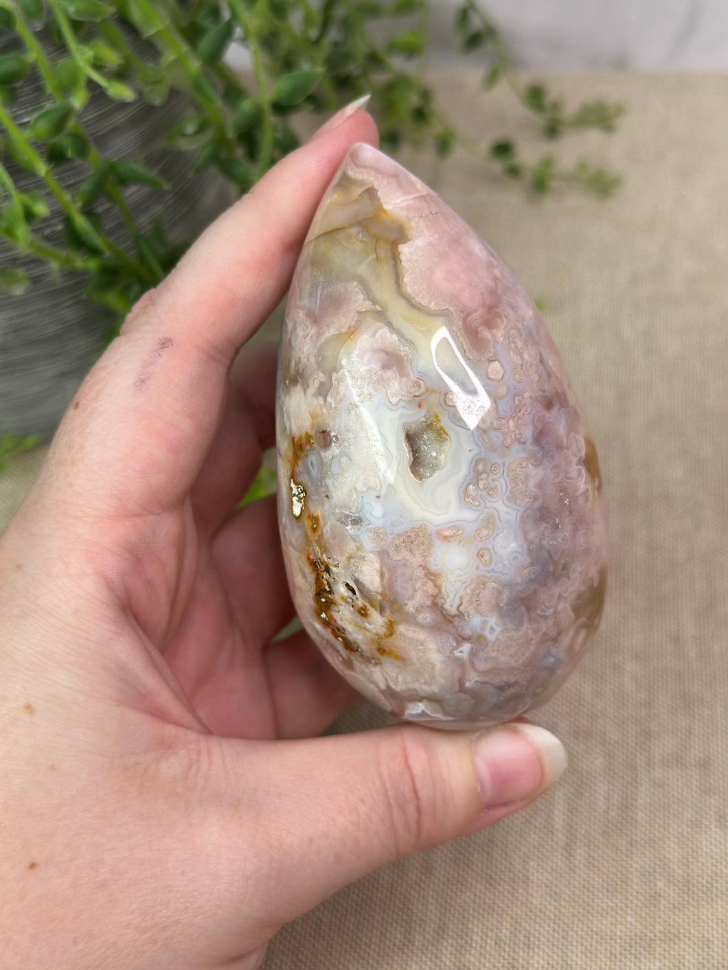 Pink Amethyst x Flower Agate Tear Drop #58