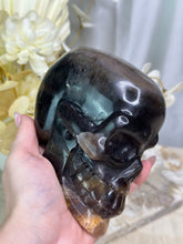 Load image into Gallery viewer, 1.6 Kilo Yellow + Purple Fluorite Skull!!
