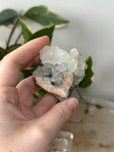Load image into Gallery viewer, Glassy Green/Black Apophyllite Cubes~Peach Stillbite~Black/Silver Chalcedony Specimen #34
