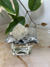 Load image into Gallery viewer, Glassy Green/Black Apophyllite Cubes~Peach Stillbite~Black/Silver Chalcedony Specimen #43
