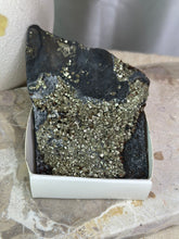 Load image into Gallery viewer, Pyrite On Shungite Specimen
