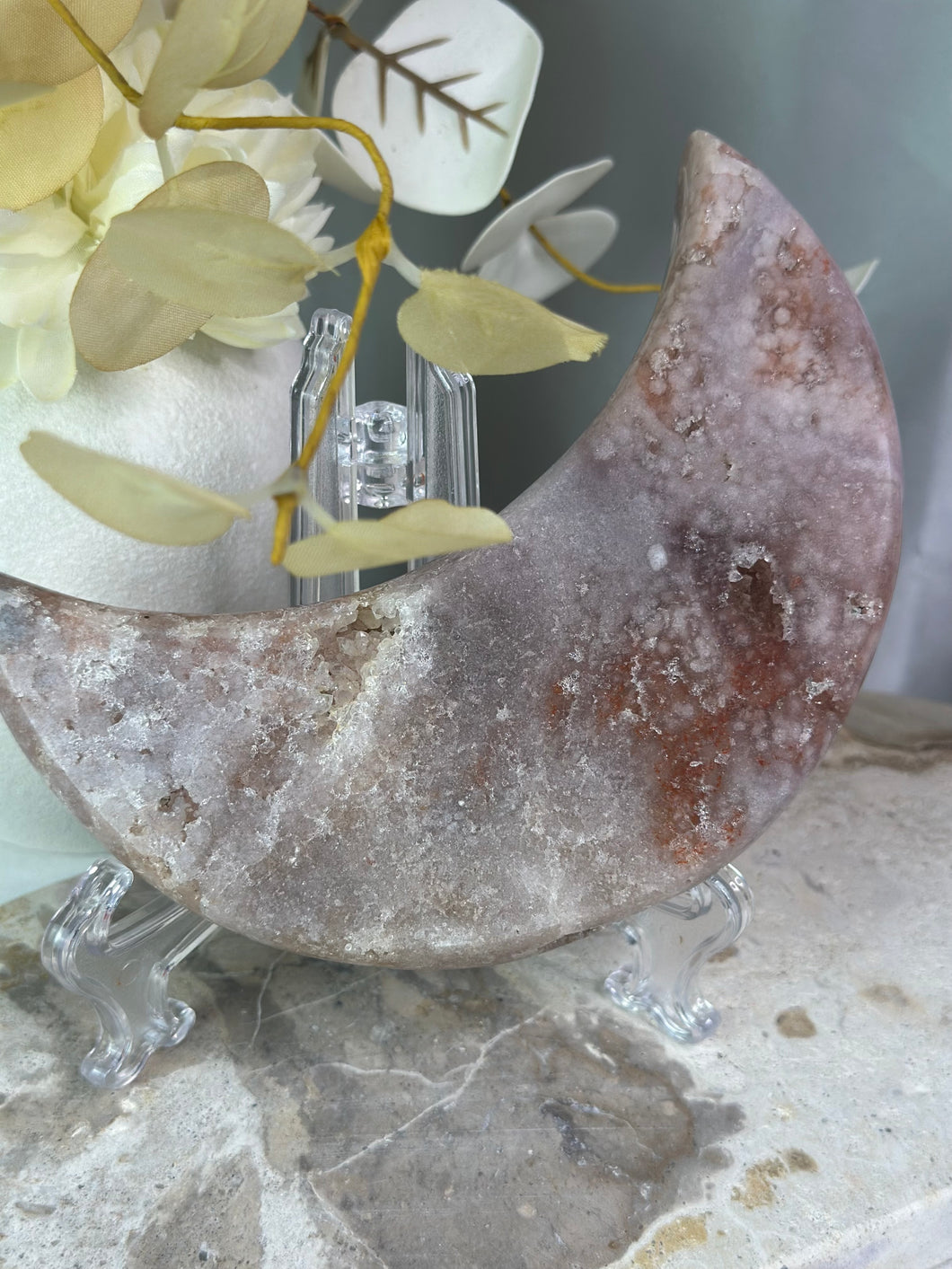 Pink Amethyst Moon On Stand #105