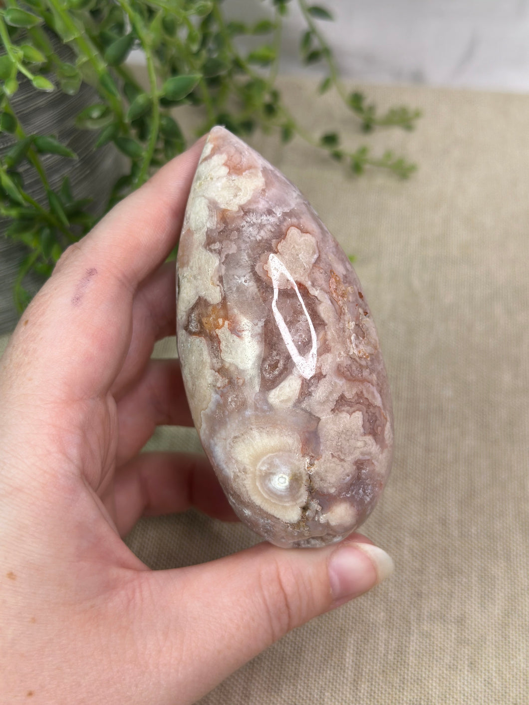 Pink Amethyst x Flower Agate Tear Drop #42