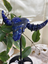 Load image into Gallery viewer, Lapis Lazuli Bull Head On Stand

