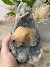 Load image into Gallery viewer, Sky Blue Chalcedony~Peachy Stillbite~Glass Apophyllite Cluster #400
