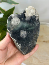 Load image into Gallery viewer, Blue~Black Chalcedony With Glass Apophyllite Cluster #244
