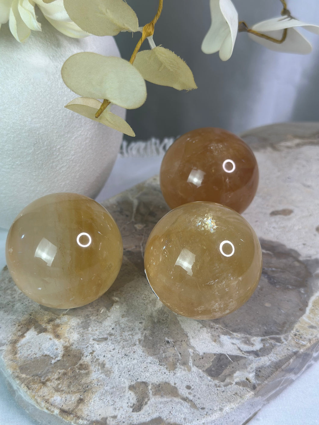 Honey Calcite Spheres #36