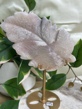 Load image into Gallery viewer, Flower Agate Leaf On Gold Stand
