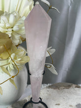 Load image into Gallery viewer, Rose Quartz Wand On Stand #125
