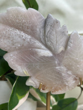 Load image into Gallery viewer, Flower Agate Leaf On Gold Stand
