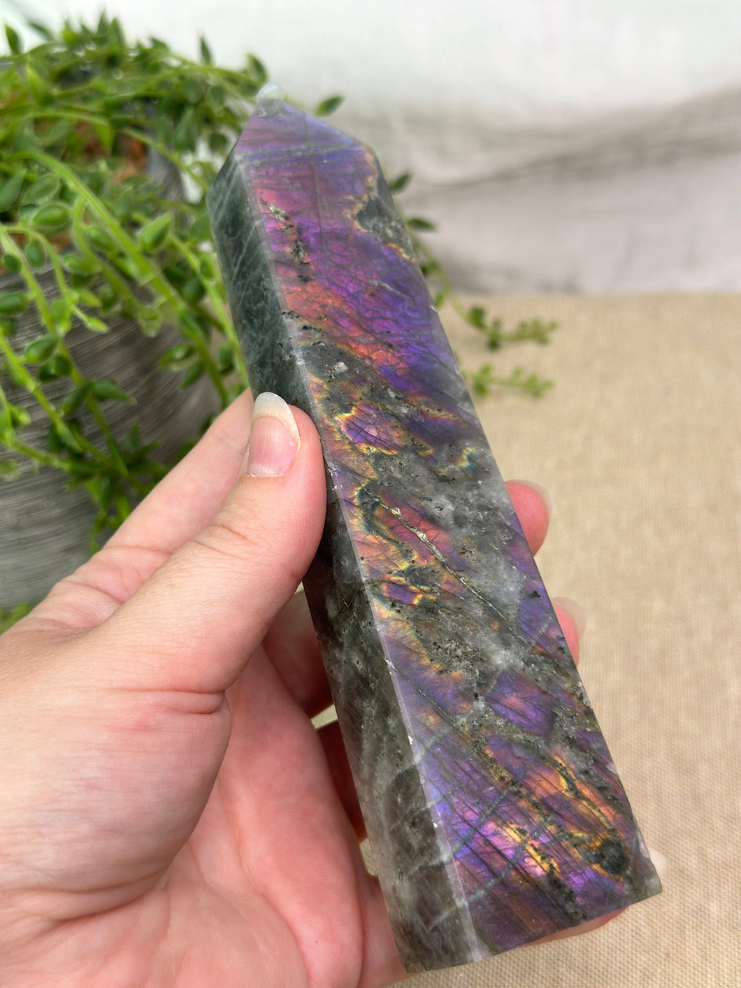 Purple Flash Labradorite Tower #75