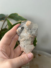 Load image into Gallery viewer, Glassy Green/Black Apophyllite Cubes~Peach Stillbite~Black/Silver Chalcedony Specimen #57A
