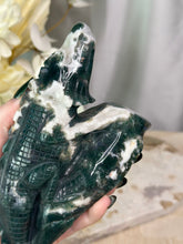 Load image into Gallery viewer, XXL Moss Agate Crocodile Carving
