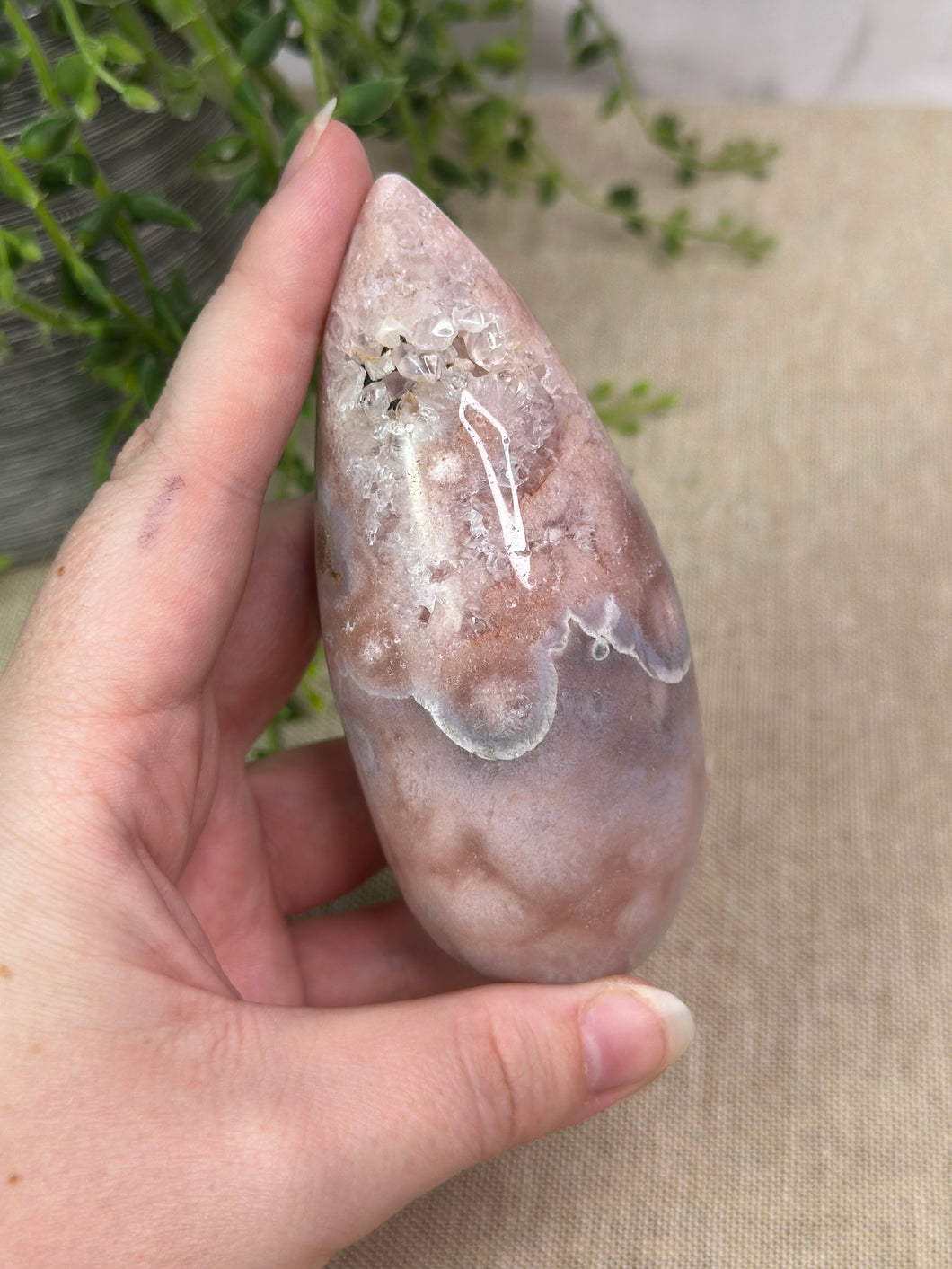 Pink Amethyst x Flower Agate Tear Drop #48