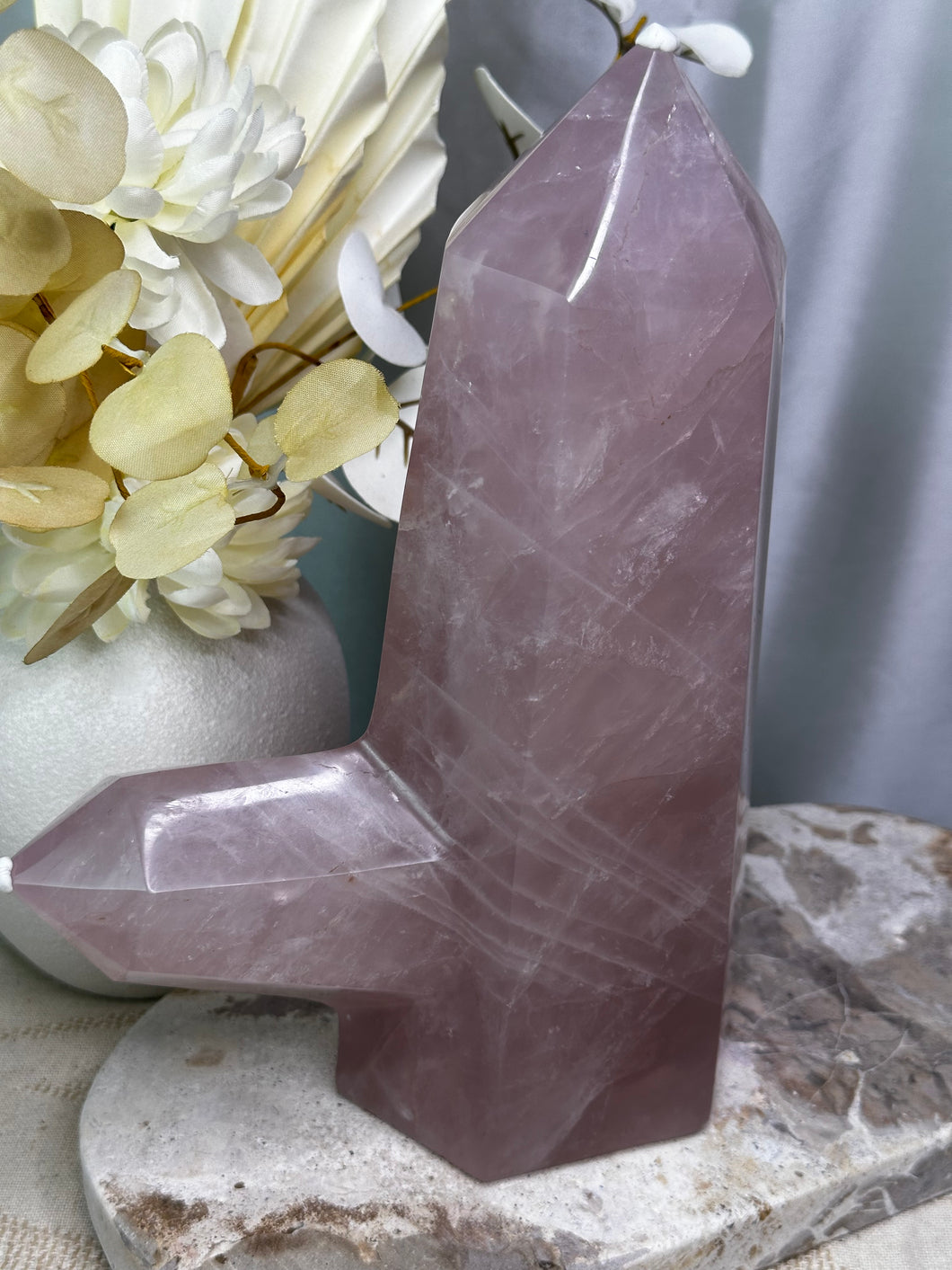 2.5 Kilo Double Pointed Rose Quartz Tower