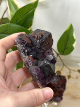 Load image into Gallery viewer, Glittery Deep Red/Purple Amethyst with Hematite Inclusions Cluster #77
