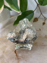 Load image into Gallery viewer, Glassy Green/Black Apophyllite Cubes~Peach Stillbite~Black/Silver Chalcedony Specimen #57C
