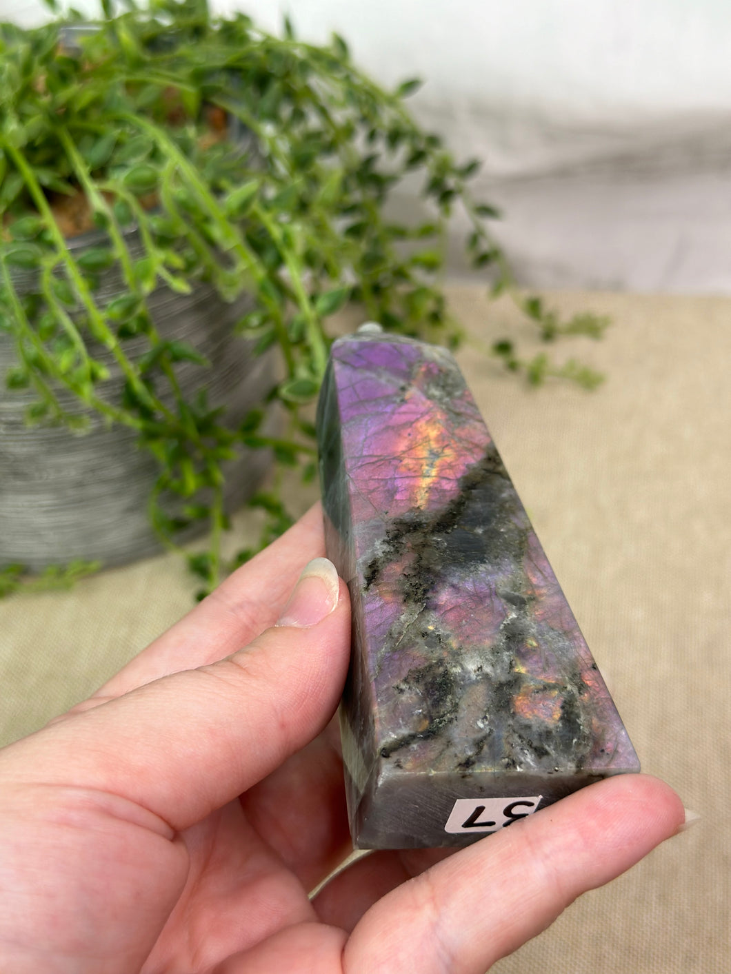 Purple Flash Labradorite Tower #37