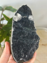 Load image into Gallery viewer, Blue~Black Chalcedony With Glass Apophyllite Cluster #205
