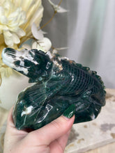 Load image into Gallery viewer, XXL Moss Agate Crocodile Carving
