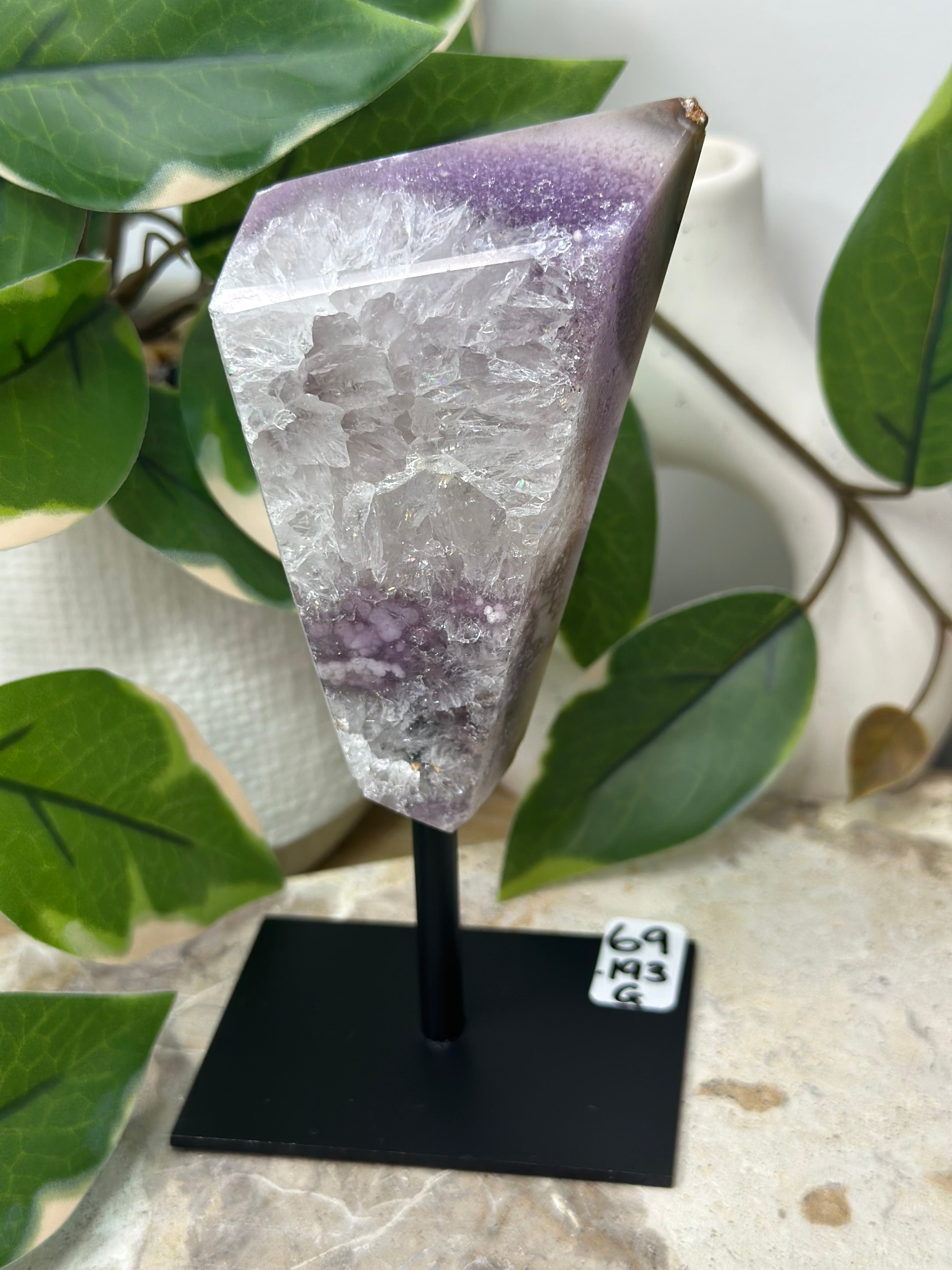 Agate x Purple Amethyst Freeform On Stand