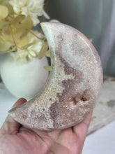 Load image into Gallery viewer, Pink Amethyst Moon On Stand #88
