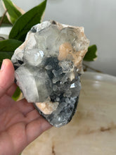 Load image into Gallery viewer, Glassy Green/Black Apophyllite~Peach Stillbite~Blue/Black/Green Chalcedony Cluster #190
