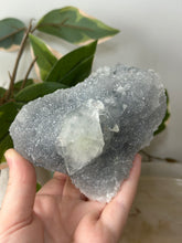 Load image into Gallery viewer, Glass Apophyllite~Sugary Blue/Silver Chalcedony Cluster #130

