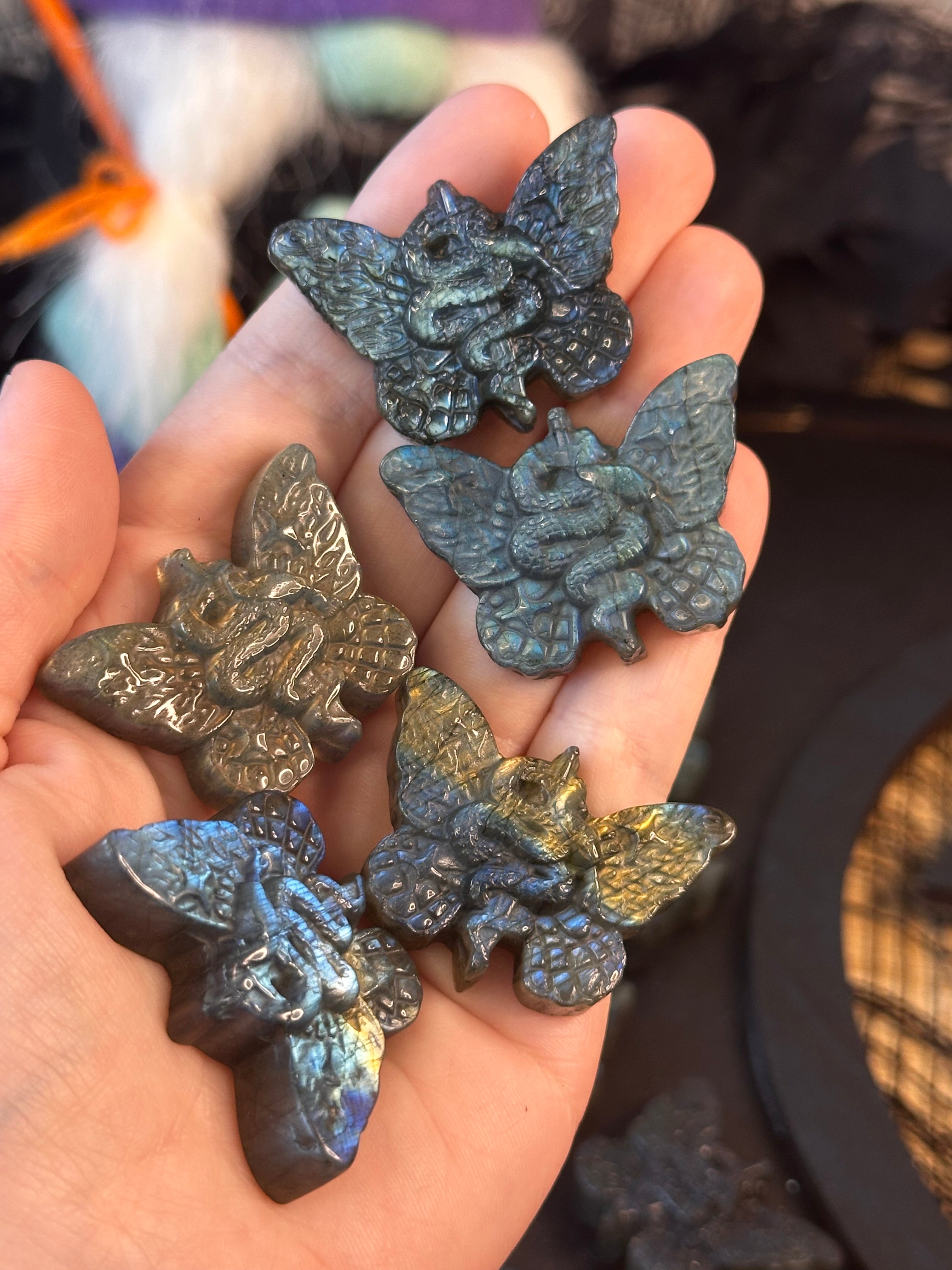 Labradorite Snake On Butterfly