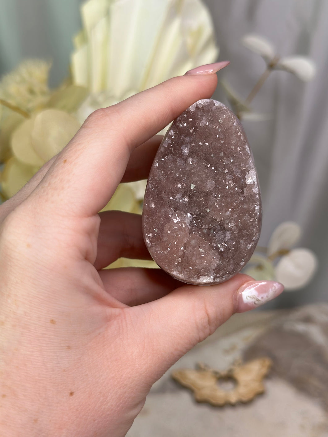Pink Amethyst Sugar Druzy Egg #74