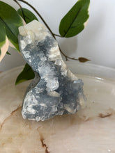 Load image into Gallery viewer, Glass Apophyllite~Peach Stillbite~Sugary Blue/Silver Chalcedony Cluster #96
