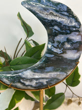 Load image into Gallery viewer, Moss Agate Moon On Stand #222
